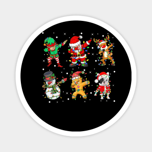 Dabbing Dab Santa Elf Frenchie French Bulldog Dog Friends Christmas Lights Magnet